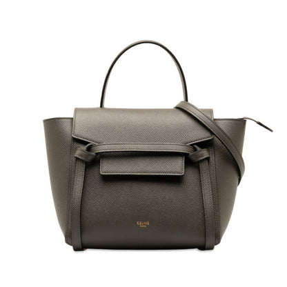 Celine Nano Belt Bag Handbag Shoulder S-Ai-1282 Grey Leather
