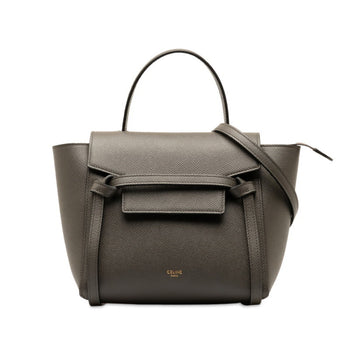 Celine Nano Belt Bag Handbag Shoulder S-Ai-1282 Grey Leather