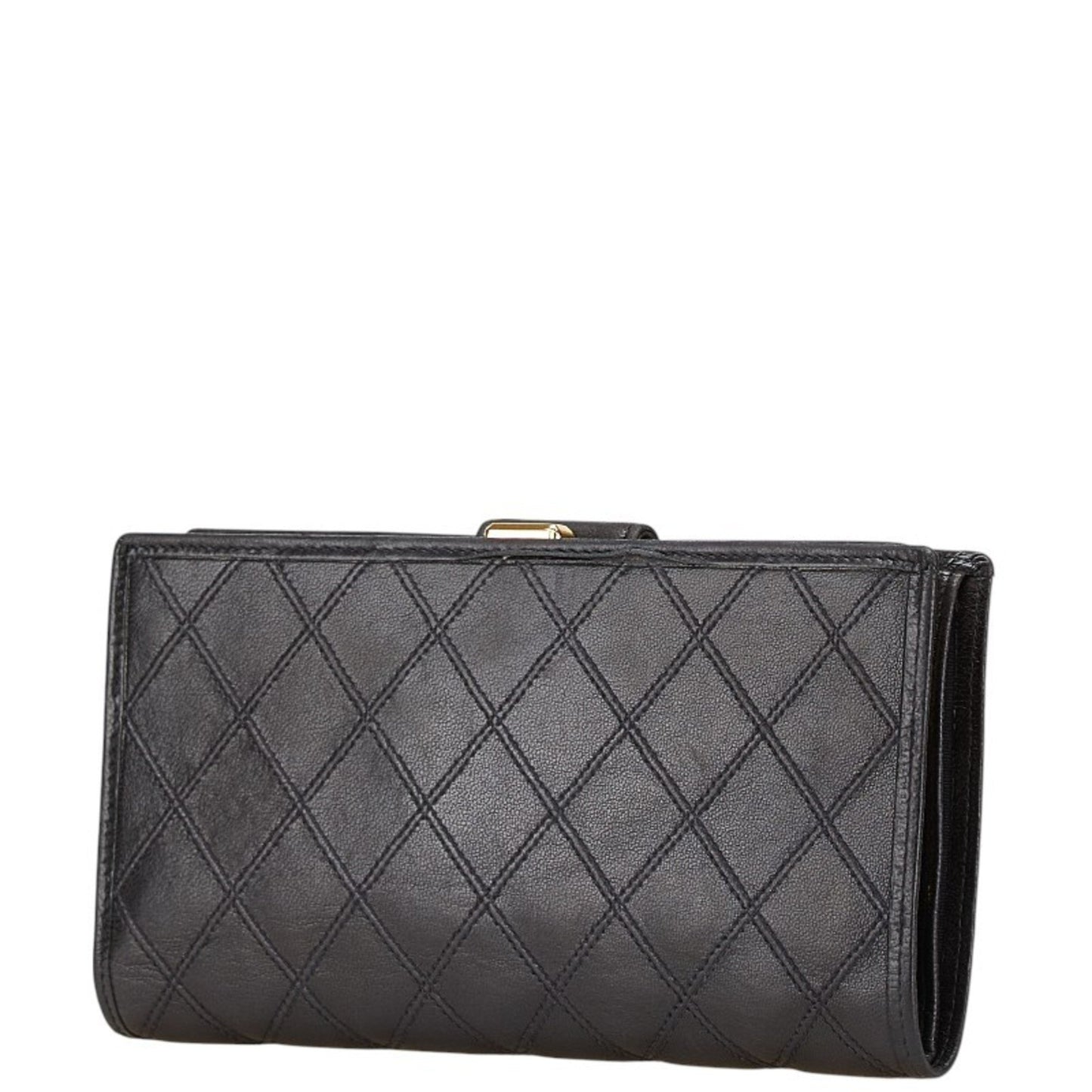 Chanel Bicolor Coco Mark Clasp Long Wallet In Black Lambskin