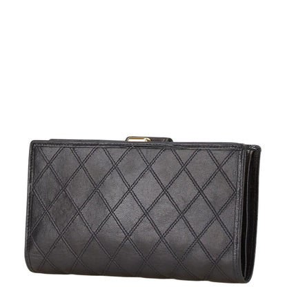 Chanel Bicolor Coco Mark Clasp Long Wallet In Black Lambskin