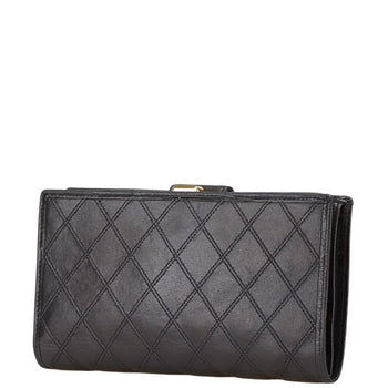 Chanel Bicolor Coco Mark Clasp Long Wallet In Black Lambskin