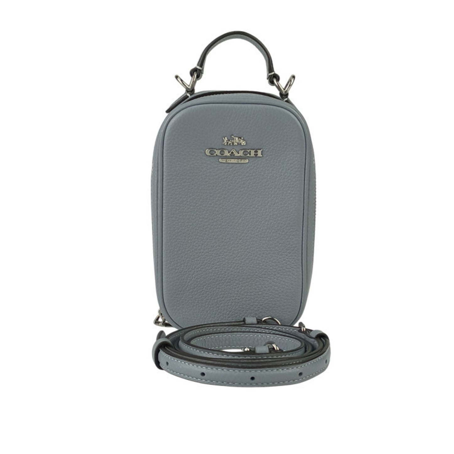 Coach Eva Phone Crossbody Shoulder Bag Cb854 Blue-Gray Leather