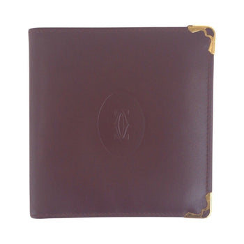 Cartier Vintage Must Line Wine Red Bordeaux Leather Bi-Fold Wallet