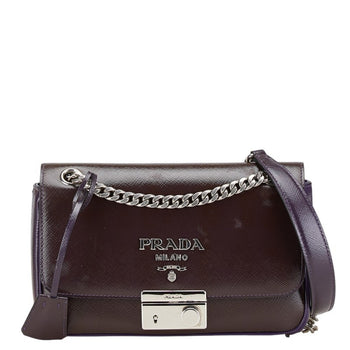 Prada Saffiano Chain Crossbody Shoulder Bag 1Bd147 Purple Enamel
