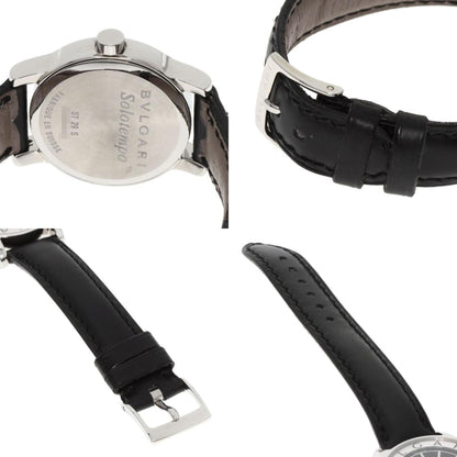 Bvlgari St29S Solotempo Watch Stainless Steel Leather