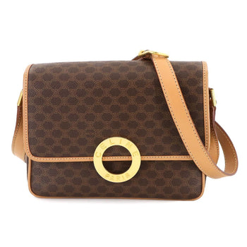 Celine Macadam Shoulder Bag In Brown Leather