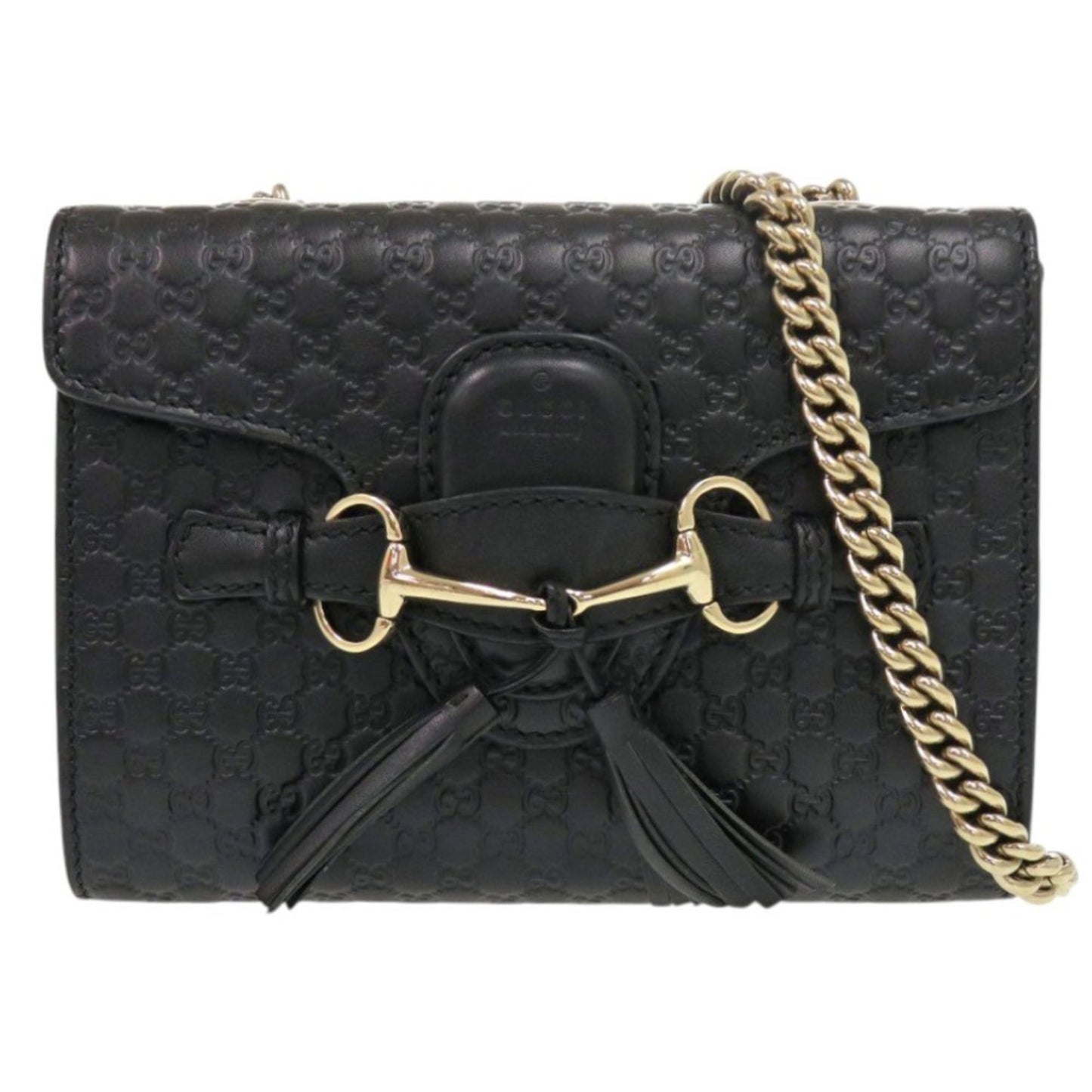 Gucci Emily Micro Guccissima 449636 Leather Black Chain Shoulder Bag 0512 Gucci