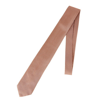 Hermes Men'S Digital H Pattern Silk Tie In Orange And Navy