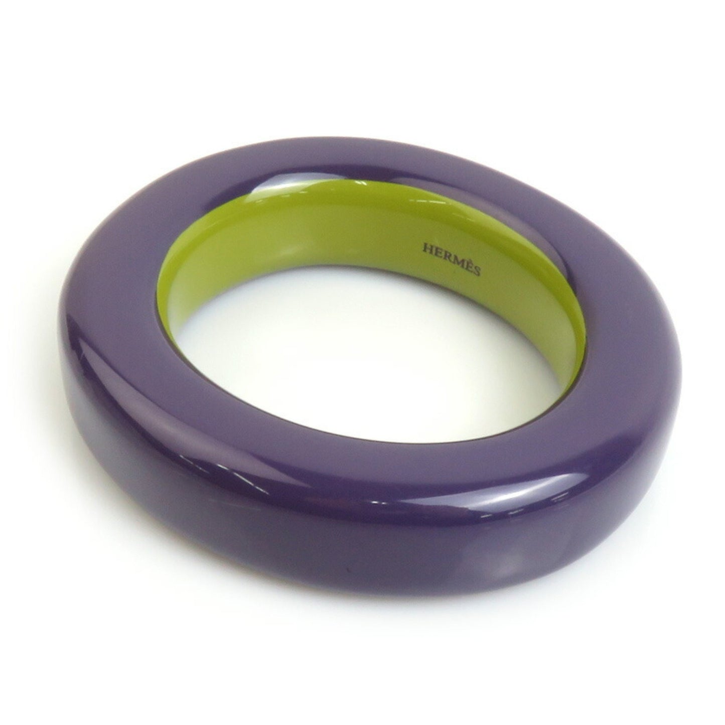 Hermes Hermes Bangle Bracelet Lacquer Wood Purple Yellow Green