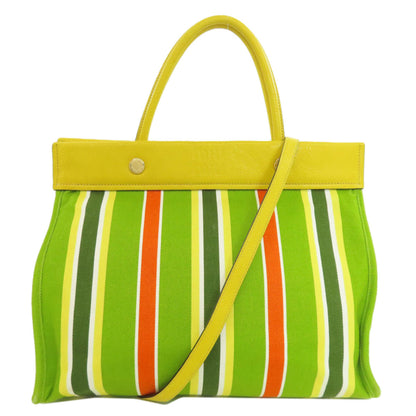 Miu Miu Miu Striped Tote Bag Canvas