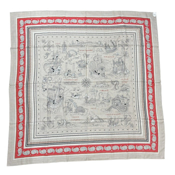 Hermes Hermes Carre Geant Sailor Tattoo Bandana Natural Rouge Noir Red Black Cashmere Silk 140