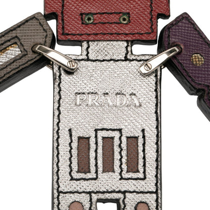 Prada Robot Keychain Charm In Multicolored Leather