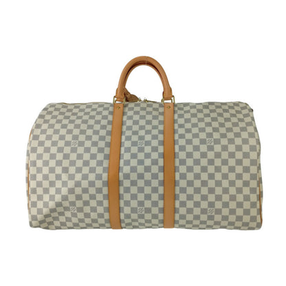 Louis Vuitton Louis Vuitton Damier Azur Keepall Bandouliere Boston Bag 55 N41429 White Leather