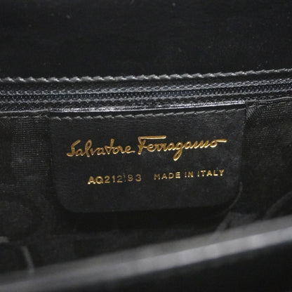 Salvatore Ferragamo Gancini Leather Handbag In Black