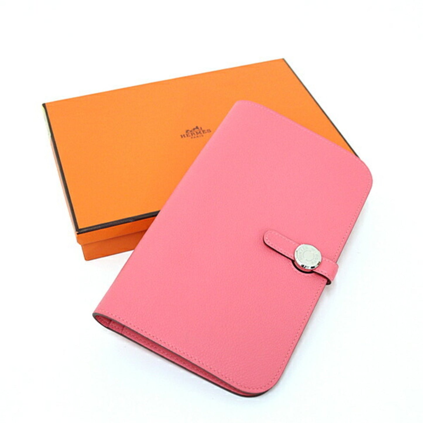 Hermes Hermes Dogon Gm Evercolor Pink Y Stamp () Duo Long Wallet F-04682