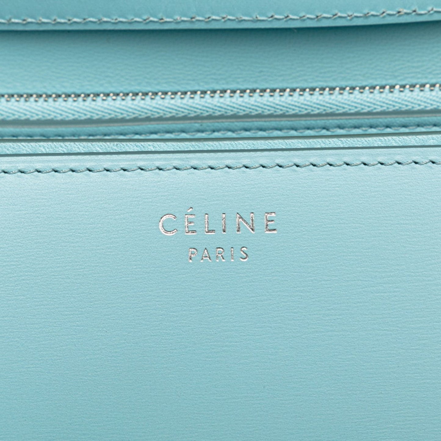 Celine Classic Box Medium Crossbody Shoulder Bag In Light Blue Leather