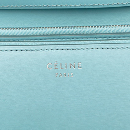 Celine Classic Box Medium Crossbody Shoulder Bag In Light Blue Leather