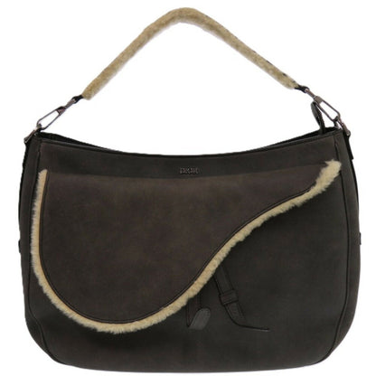 Christian Dior Dior Saddle Shearling 00 Bo 0292 Mouton Gray 1145 Shoulder Bag