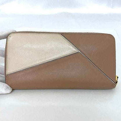 Loewe Round Long Wallet Ec-22656 Pink Beige White Puzzle 122N30Df13 Leather 261709