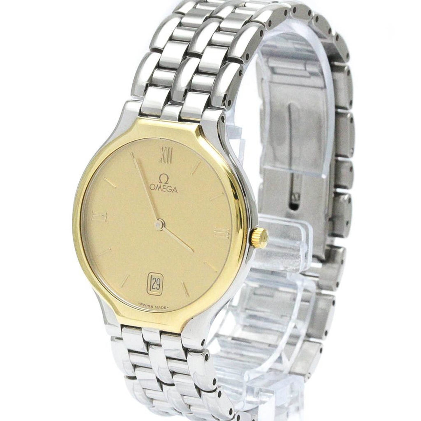 Polished Omega De Ville K18 Gold Steel Quartz