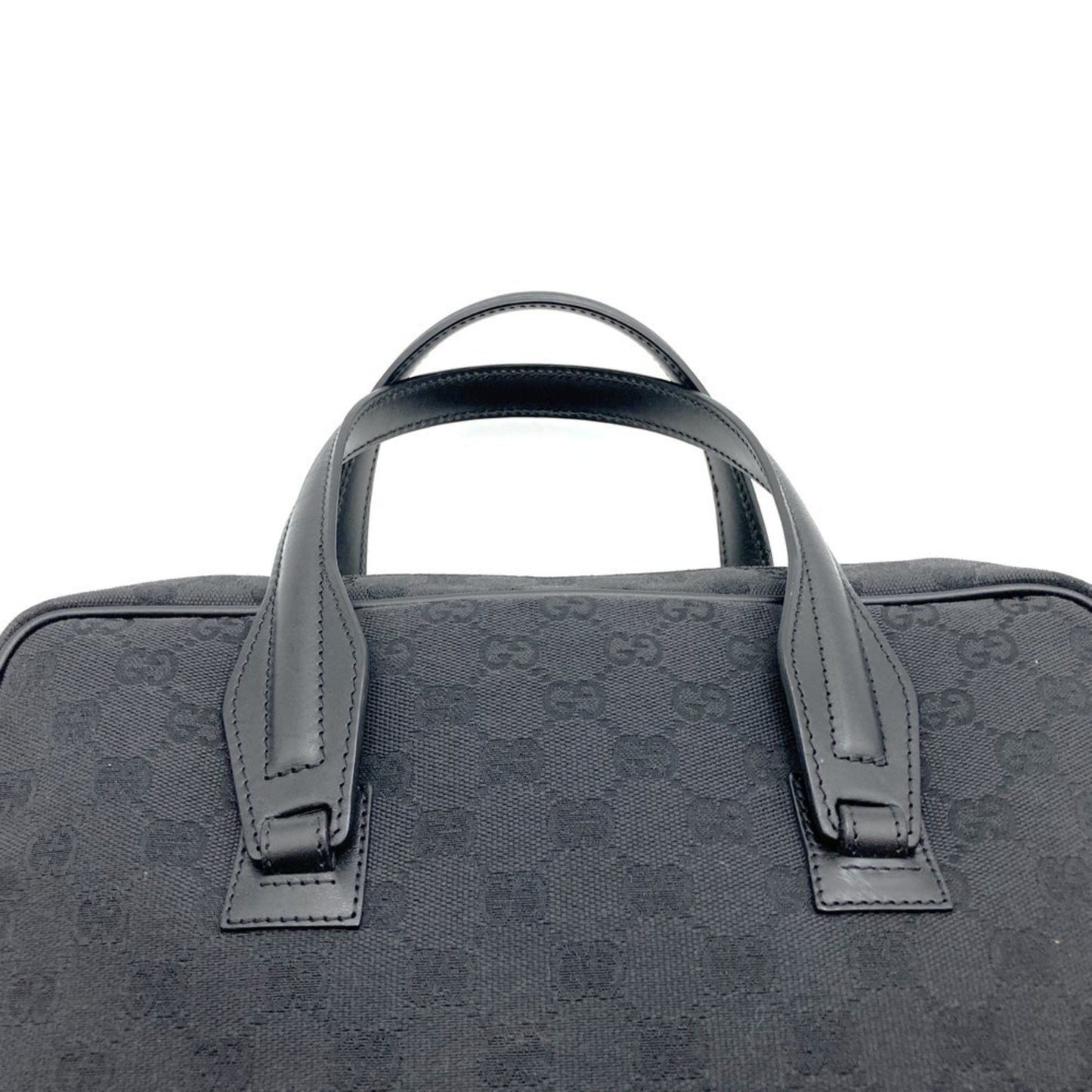 Gucci 90677 001013 Handbag Tote Bag Gg Canvas Pattern Leather Black