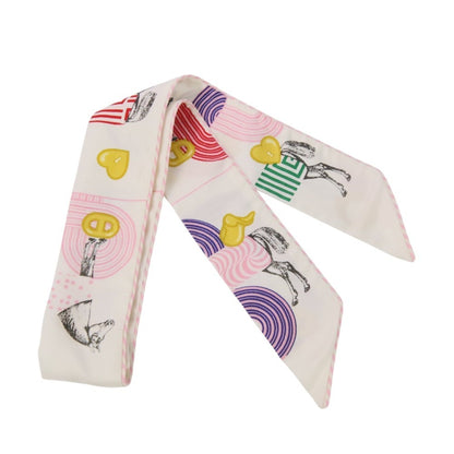 Hermes Twilly Garde Robe Pop Silk Scarf/Muffler In White