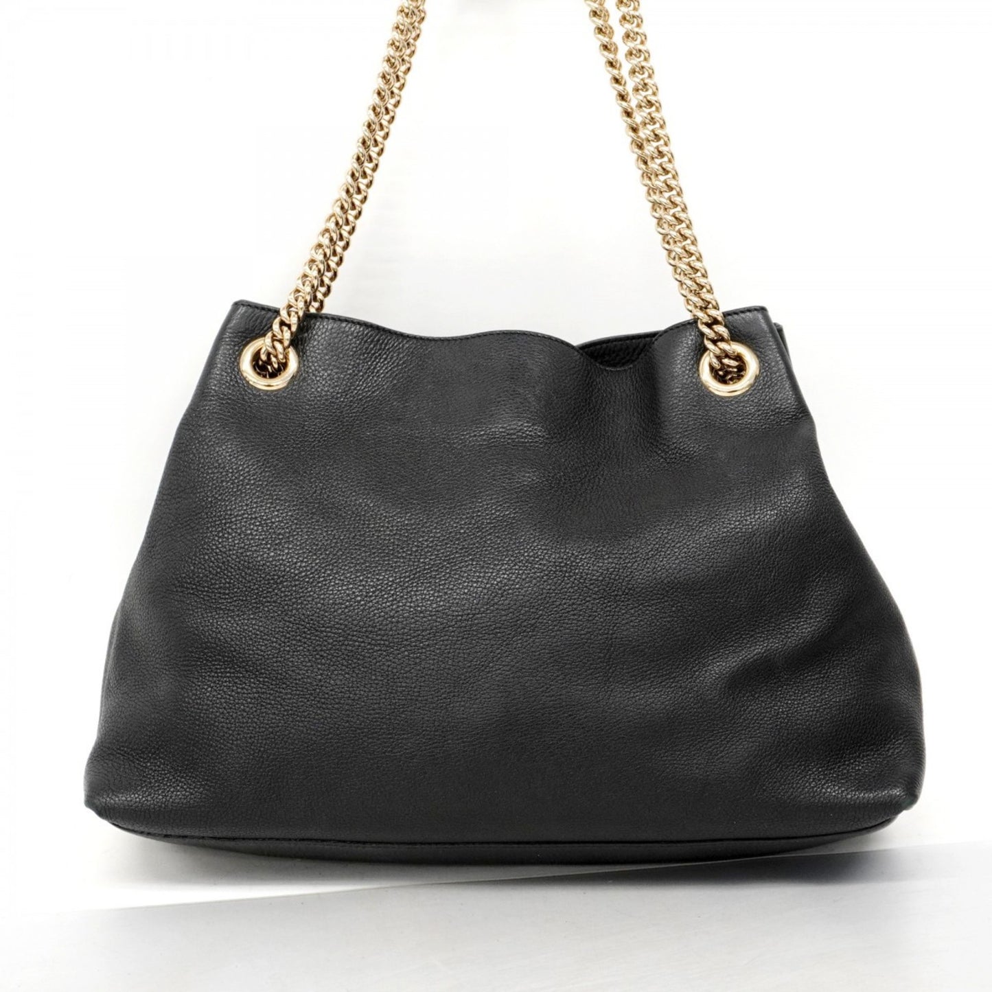 Gucci Soho Shoulder Bag 308982 Leather Black Champagne