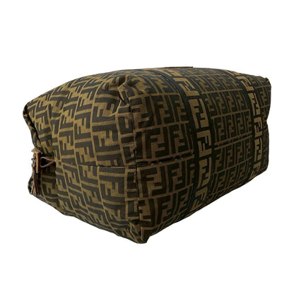 Fendi Zucca Ff Pattern Leather And Nylon Tote Bag/Boston Bag