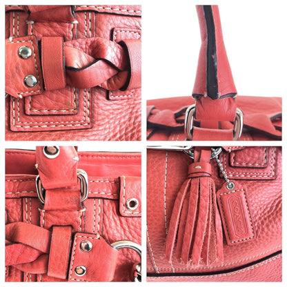 Coach Pink Silver Hardware Leather Tote Bag Shoulder