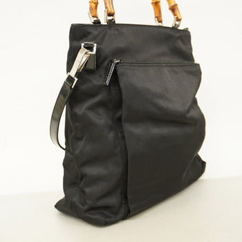 Gucci Bamboo 002 2122 Nylon Handbag In Black