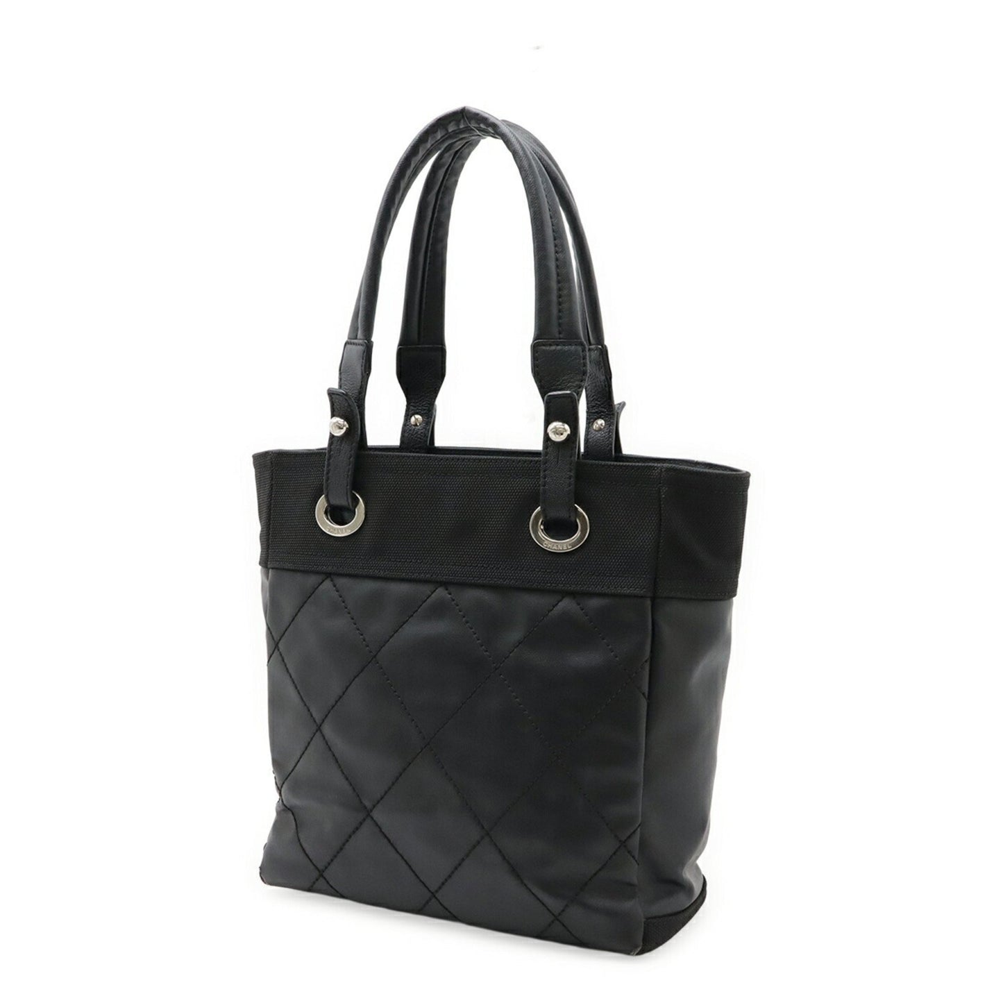 Chanel Paris-Biarritz Tote Pm Shoulder Bag In Satin-Like Coated Canvas