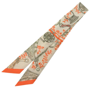 Herms Twilly Etriers Remix Armor Remix Silk Orange Scarf Muffler 0114 Hermes