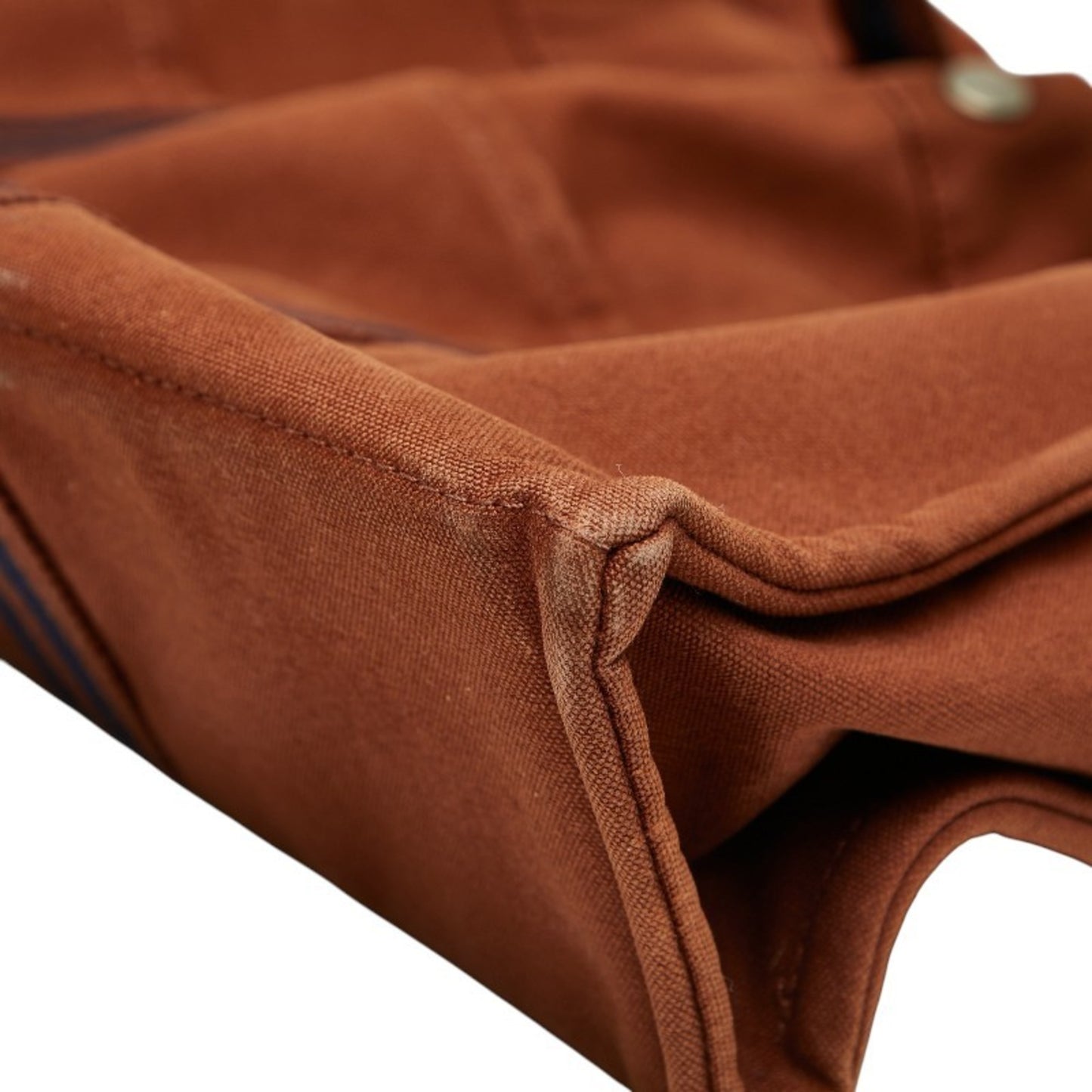 Herms Foule Tote Mm Bag Brown Navy Canvas