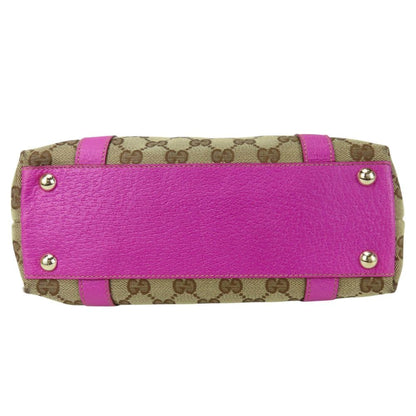 Gucci Handbag 141471 Gg Canvas Leather Purple Beige Mini