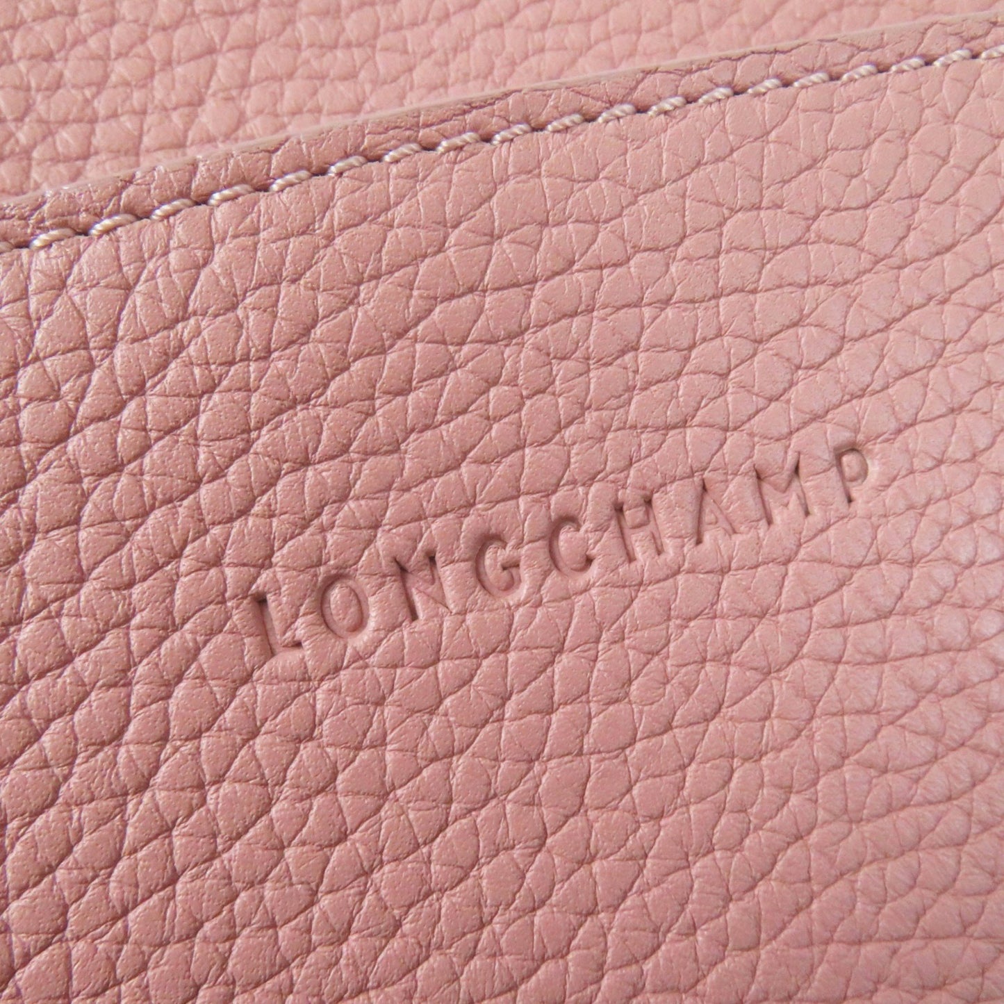 Longchamp Madeleine 2077886258 Logo-Embossed Leather Handbag In Dusty Pink