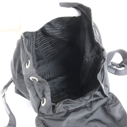 Prada Tessuto Nylon Backpack With Triangle Logo And Leather Plaque