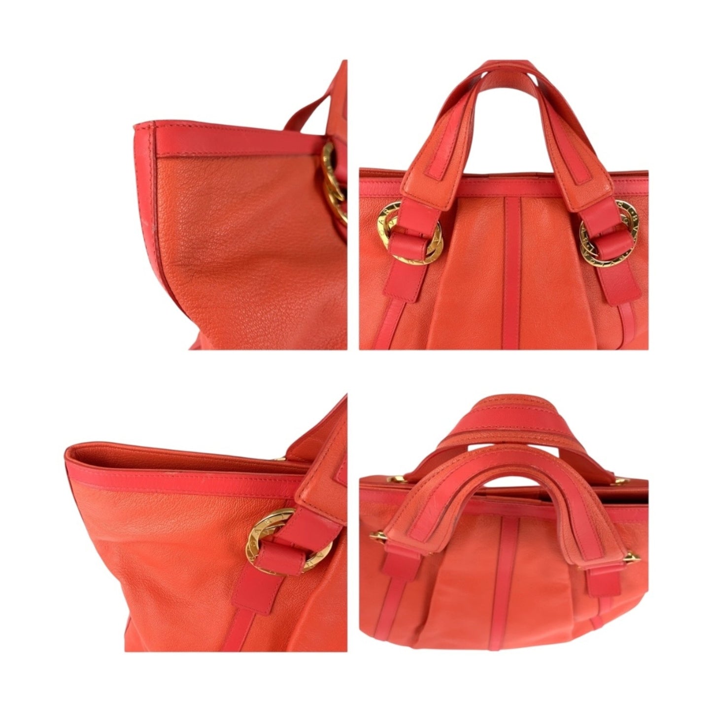 Bvlgari Chandra Pink Gold Hardware Leather Tote Bag