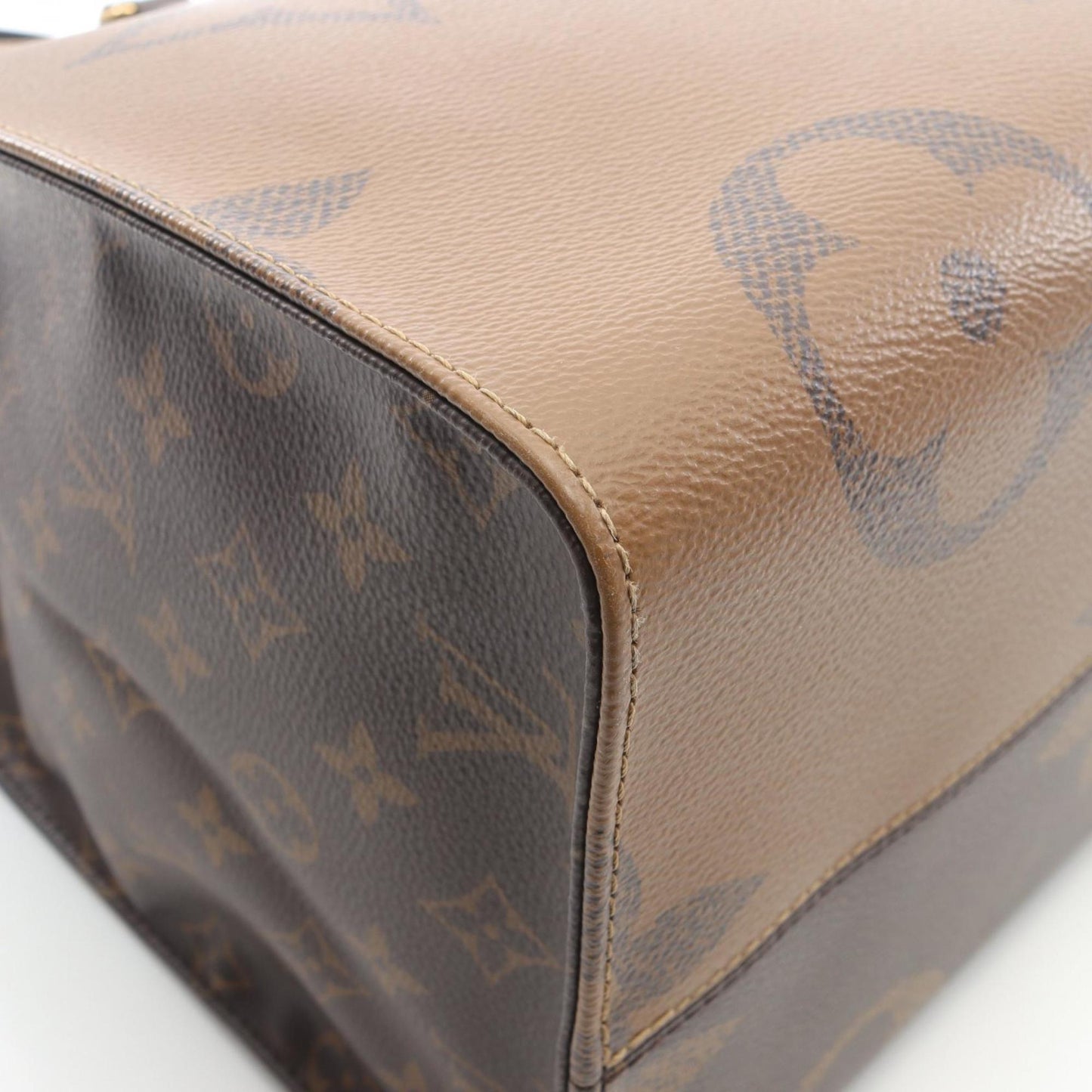 Louis Vuitton On The Go Gm Shoulder Bag In Coated Canvas And Leather With Monogram Giant Reverse