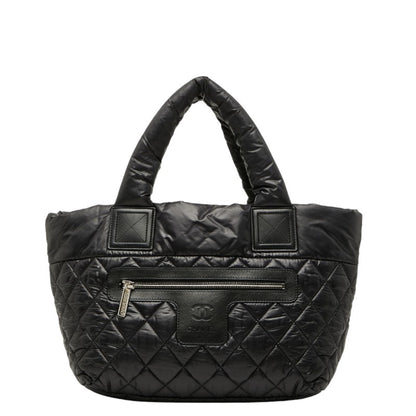 Chanel Coco Mark Cocoon Matelasse Handbag Tote Bag Black Nylon Leather