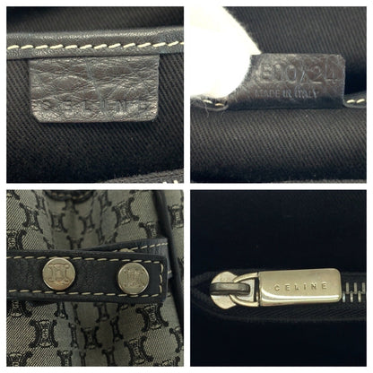 Celine Macadam Grey Black Silver Hardware Canvas Leather Ce00 24 Tote Bag Handbag