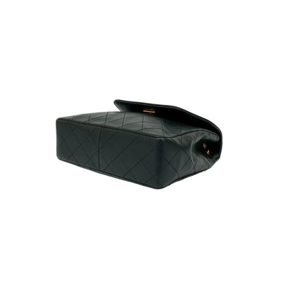 Seal No. 0 Chanel Matelasse Coco Lambskin Leather Chain Shoulder Bag Pochette Black 27516