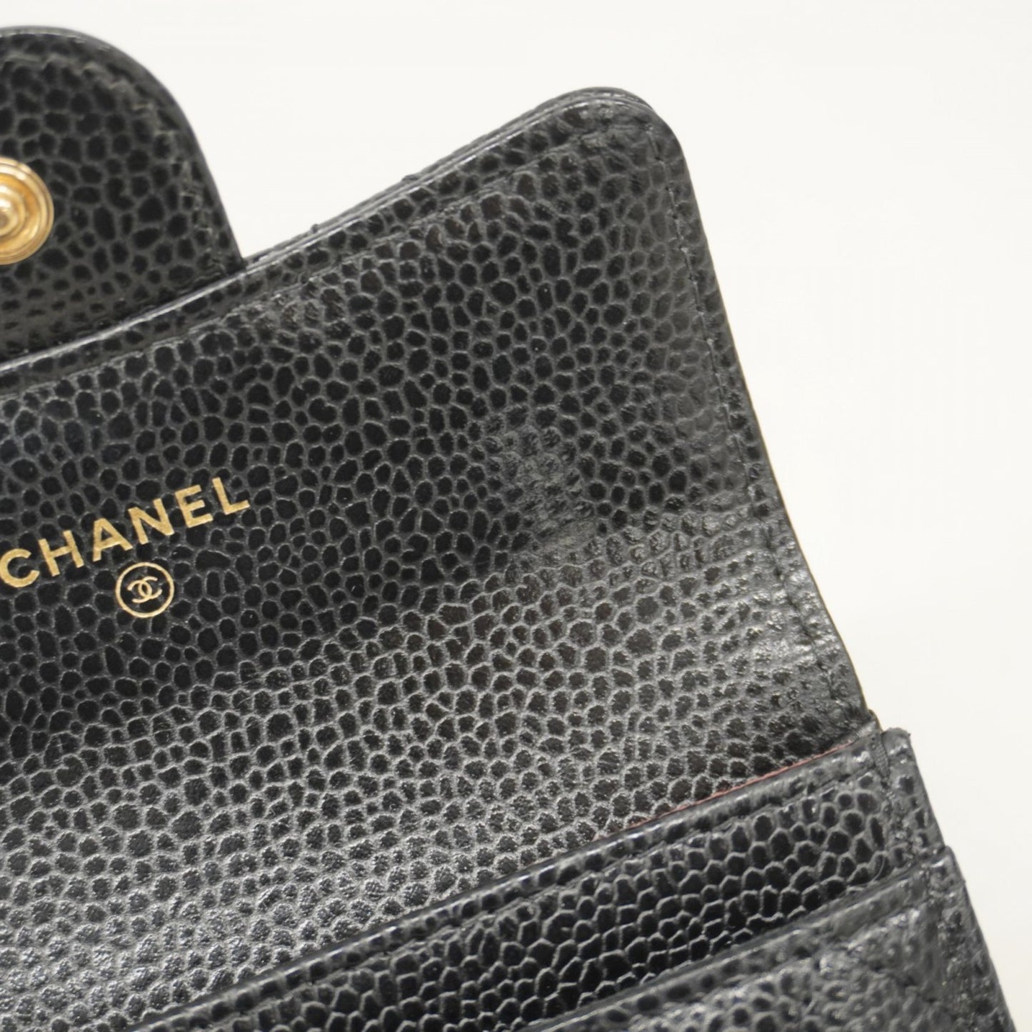 Chanel Matelasse Business Card Case In Caviar Leather