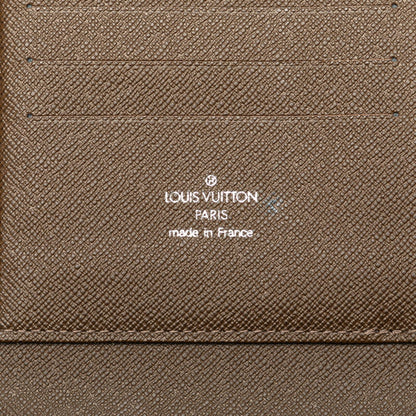 Louis Vuitton Taiga Organizer Atoll Long Wallet Round Travel Case M30658 Grisli Brown Leather Pvc
