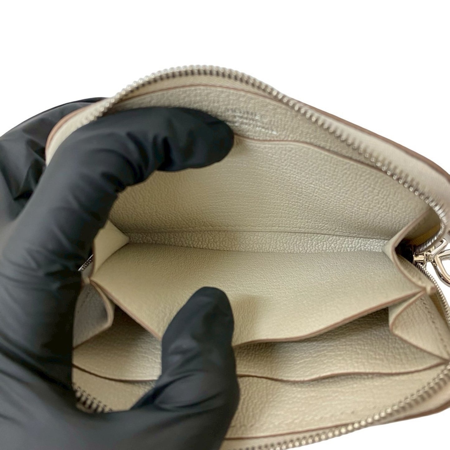 B-Stamped Hermes Zip & Go Leather Coin Purse/Business Card Case