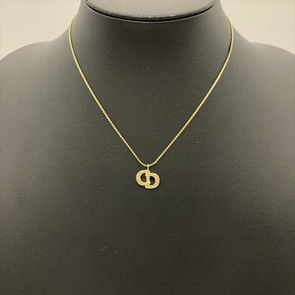Christian Dior Rhinestone Necklace Metal G Gold Choker