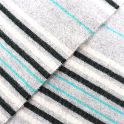 Hermes Neo Rocabar 100% Cashmere Gris Chine Leather Logo Patch Fringe Scarf/Shawl With Box