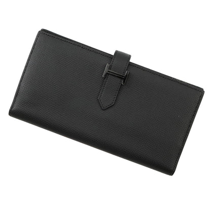 Hermes Herms Bearn Soufflet Long Wallet In Black