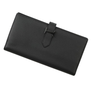 Hermes Herms Bearn Soufflet Long Wallet In Black