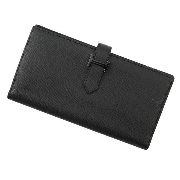 Hermes Herms Bearn Soufflet Long Wallet In Black