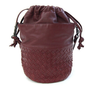 Bottega Veneta Intrecciato Bordeaux Leather Shoulder Bag